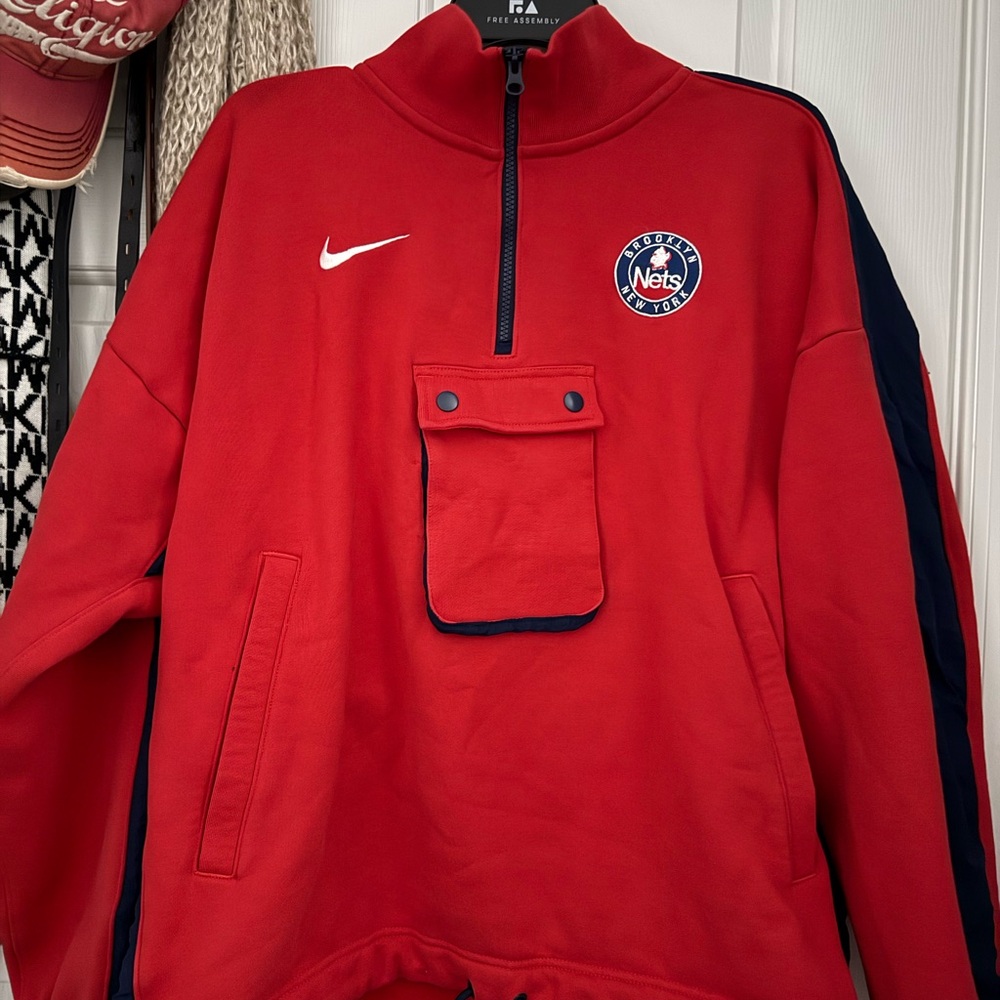 Nike Red and Black Nets Quarter-Zip Jacket